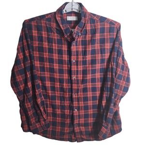 Cotton & Co Plaid Flannel Button Down Shirt Men's XL Red Navy Casual Warm